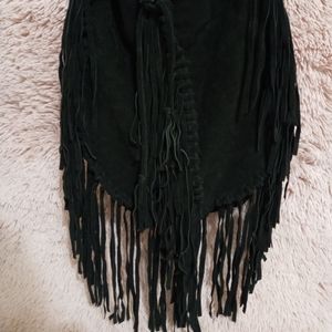 Raj black leather crossbody